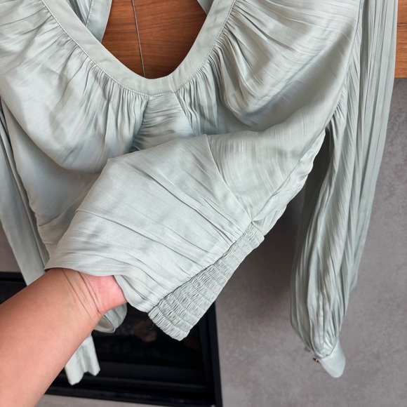 Anthropologie Blouson-Sleeve Blouse In Mint Green, Size M - Picture 8 of 16